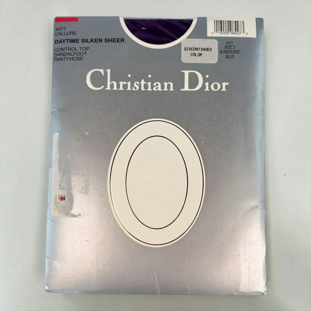 NOS Vintage Christian Dior Diorissimo Pantyhose Medium Aubergine Purple Stocking
